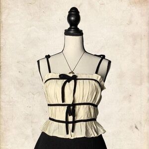 Cream and Black Women's Top